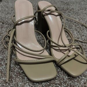 Elegant Beige Strappy Heels